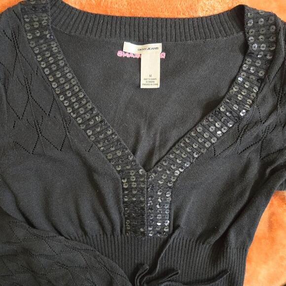 DKNY Jeans Black Long Sleeve Sweater Dress Size M - Picture 3 of 11
